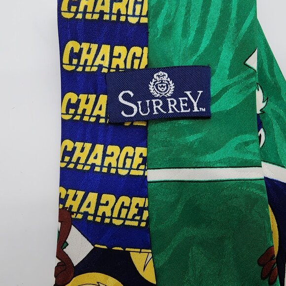 Chargers Tasmanian Devil Necktie Green Blue Polyester 56" Long 4" Wide VTG Surre - Picture 5 of 8